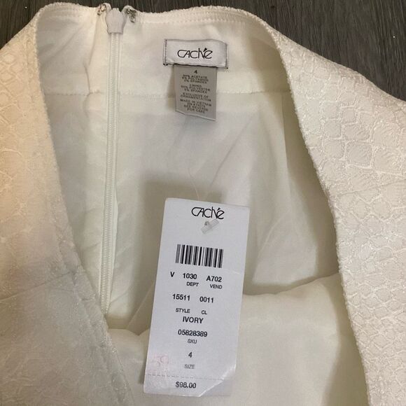 NWT Cache White Snake print Pencil Skirt Office Interview Professional Work Size - Picture 3 of 9